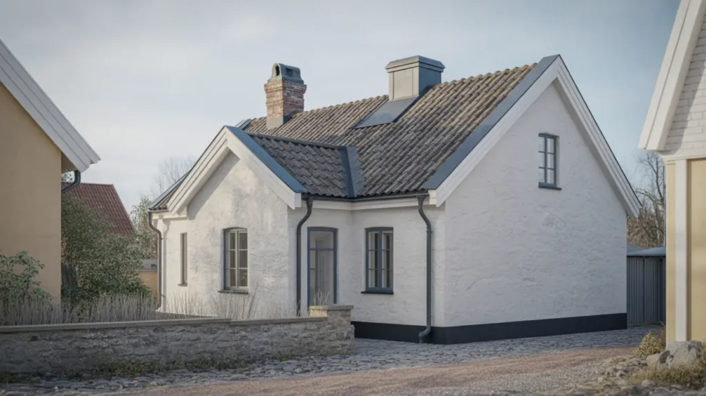 takoml ggning med betongpannor p villatak i limhamn sk ne