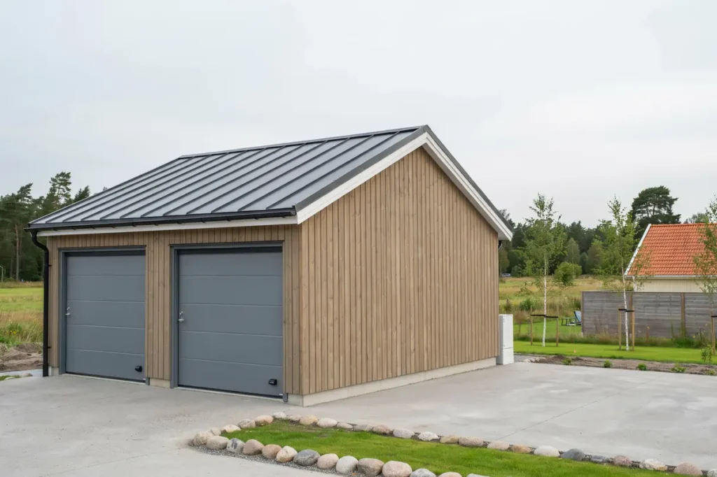 nybyggt isolerat dubbelgarage vid villatomt i bj rred sk ne